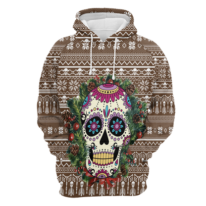 Awesome Sugar Skull Flower Pullover Premium Hoodie, Perfect Outfit For Men And Women On Christmas New Year Autumn Winter