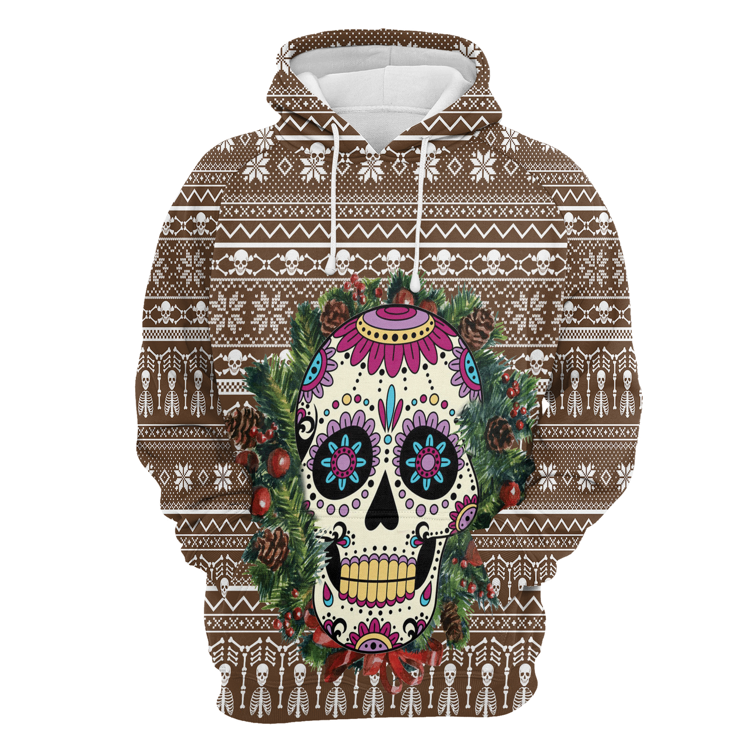 Awesome Sugar Skull Flower Pullover Premium Hoodie, Perfect Outfit For Men And Women On Christmas New Year Autumn Winter