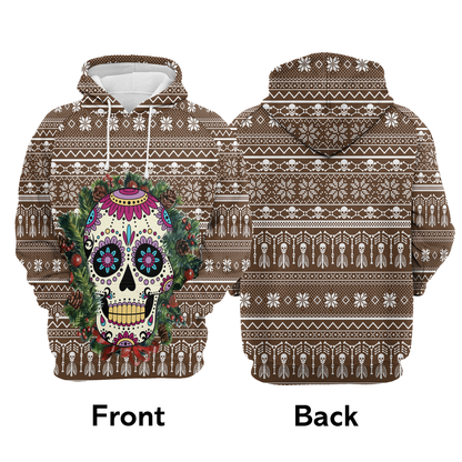 Awesome Sugar Skull Flower Pullover Premium Hoodie, Perfect Outfit For Men And Women On Christmas New Year Autumn Winter