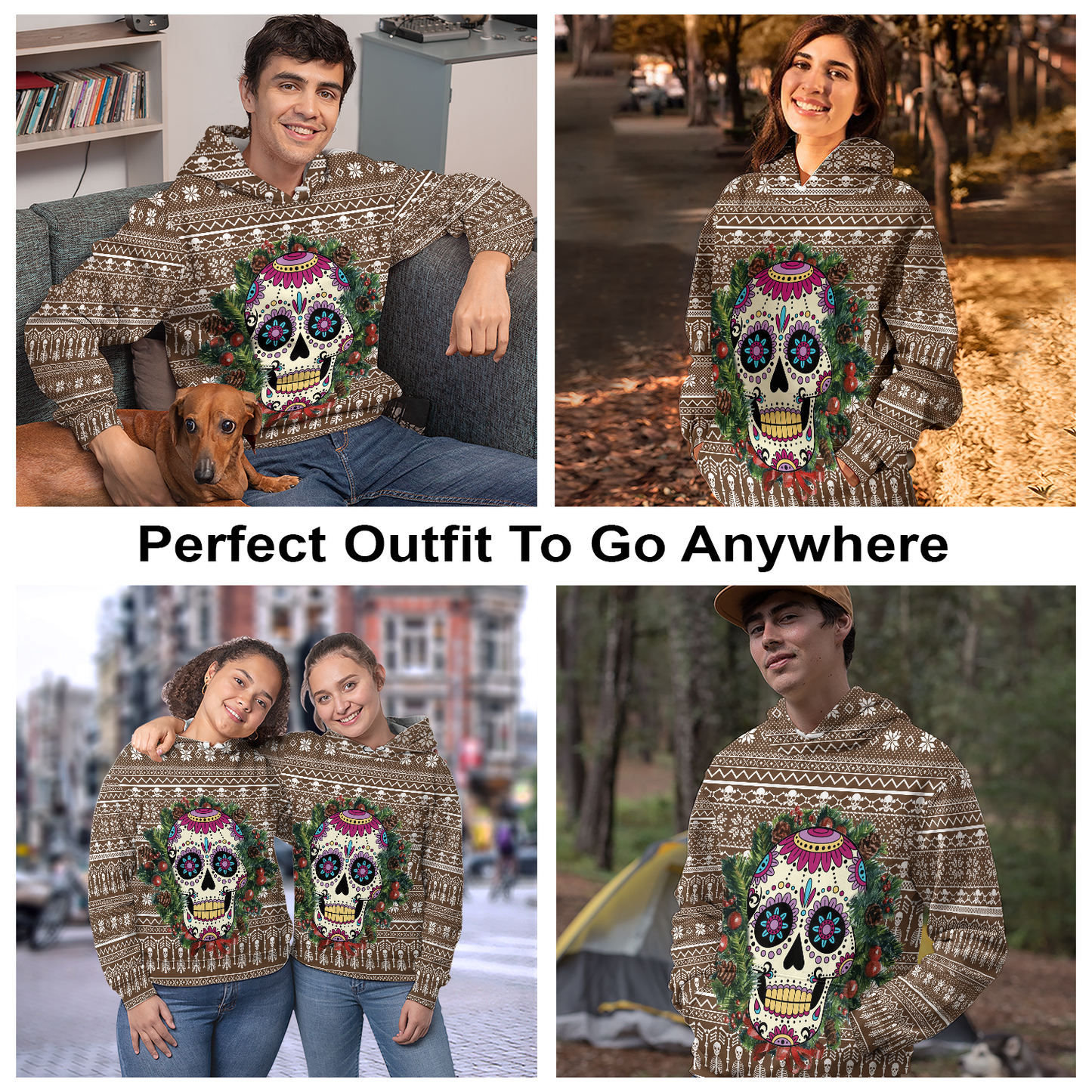 Awesome Sugar Skull Flower Pullover Premium Hoodie, Perfect Outfit For Men And Women On Christmas New Year Autumn Winter