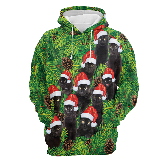 Black Cat Pine Tree Pullover Premium Hoodie, Perfect Outfit For Men And Women On Christmas New Year Autumn Winter