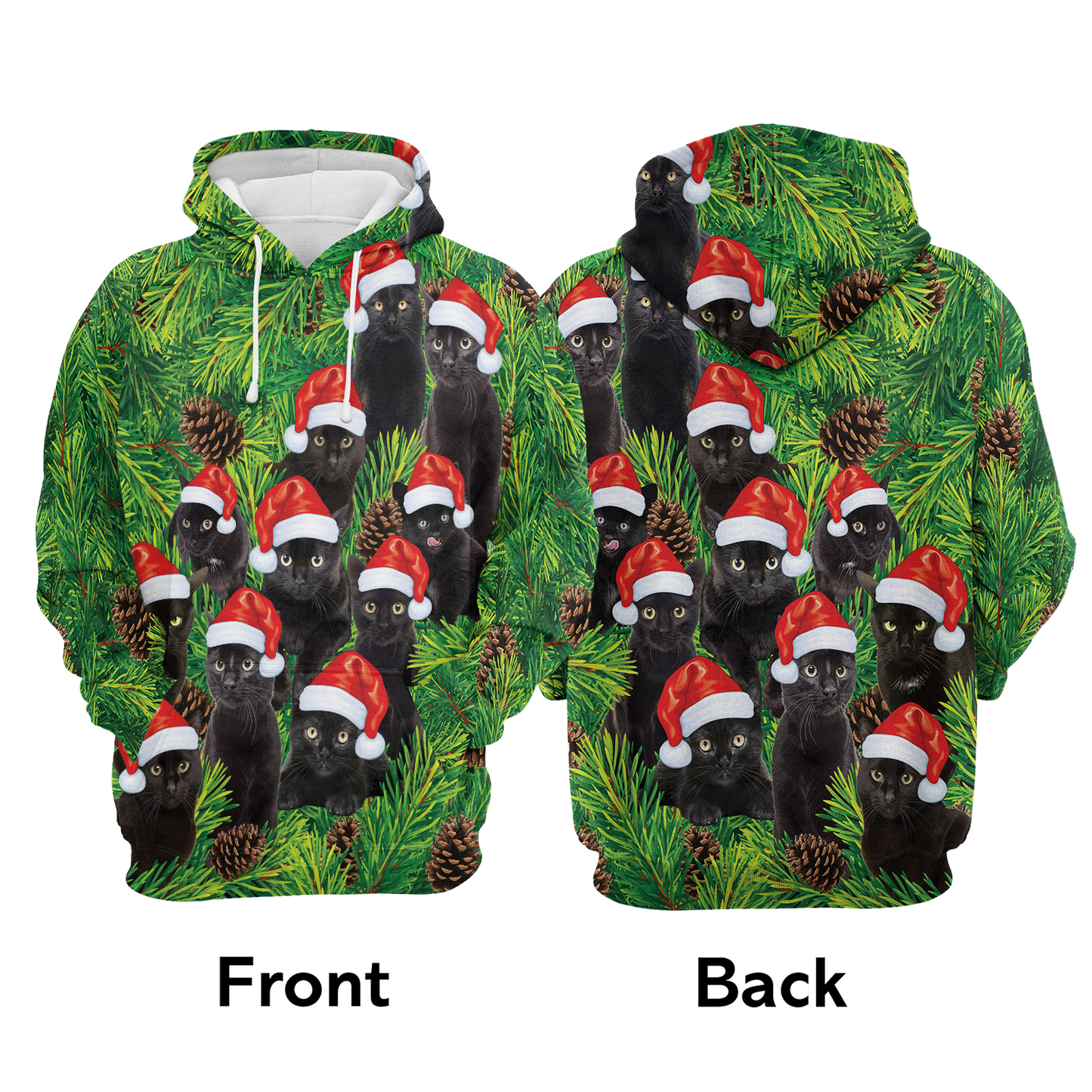 Black Cat Pine Tree Pullover Premium Hoodie, Perfect Outfit For Men And Women On Christmas New Year Autumn Winter
