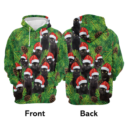 Black Cat Pine Tree Pullover Premium Hoodie, Perfect Outfit For Men And Women On Christmas New Year Autumn Winter