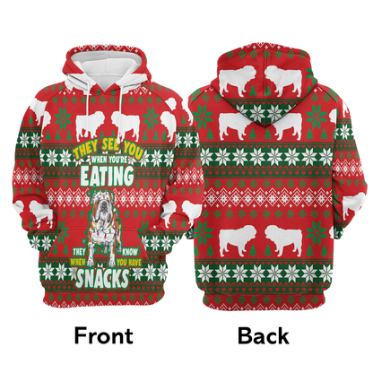 Bulldog Pullover Premium Hoodie They See You When You're Eating, Perfect Outfit For Men And Women On Christmas New Year Autumn Winter