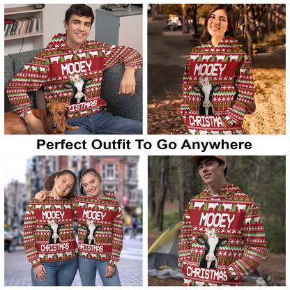 Cow Pullover Premium Hoodie Mooey Christmas, Perfect Outfit For Men And Women On Christmas New Year Autumn Winter