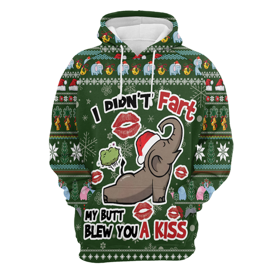 Elephant Pullover Premium Hoodie I Didn't Fart My Butt Blew You A Kiss, Perfect Outfit For Men And Women On Christmas New Year Autumn Winter