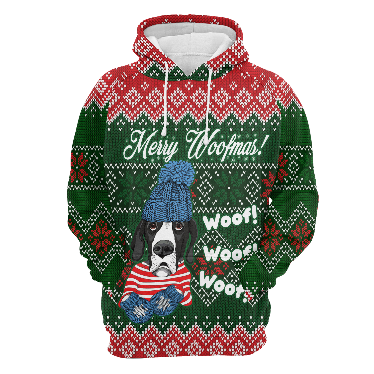 Great Dane Pullover Premium Hoodie Merry Woofmas, Perfect Outfit For Men And Women On Christmas New Year Autumn Winter