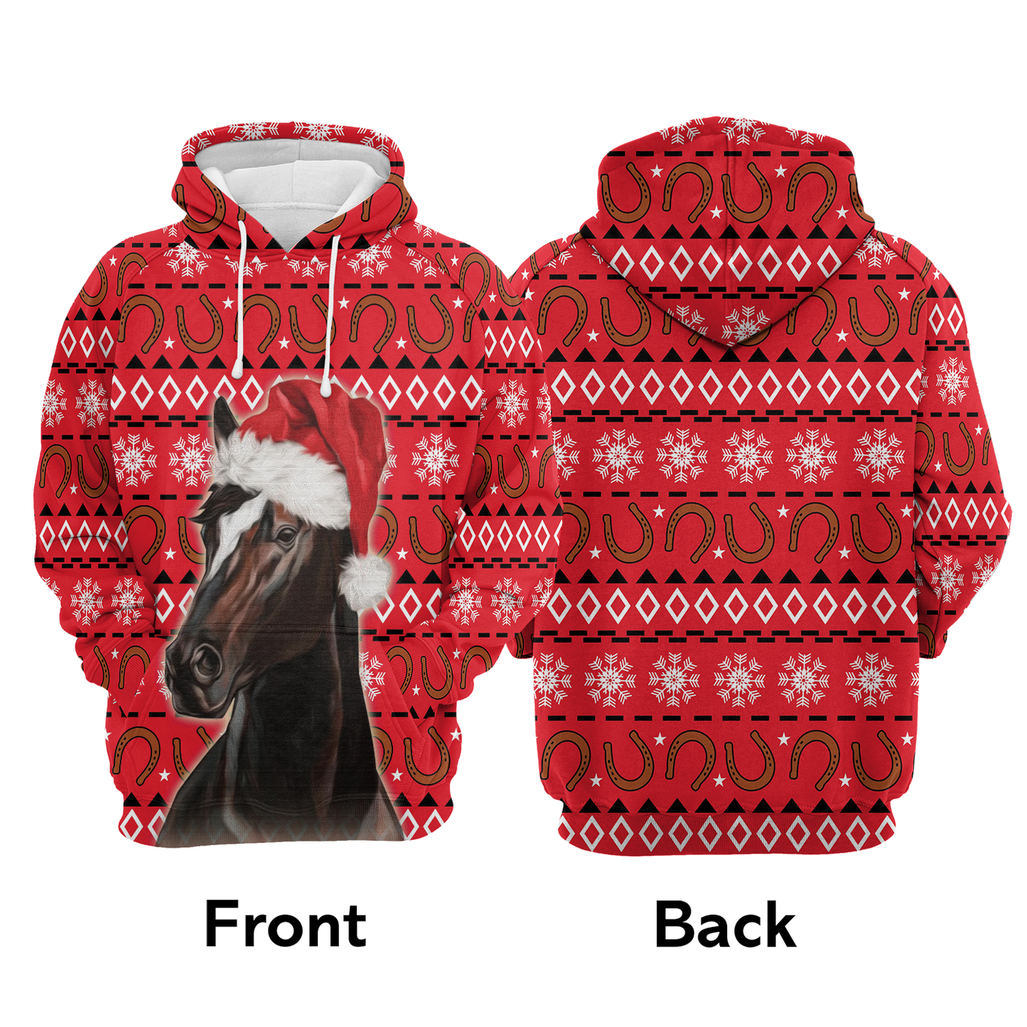 Horse Santa Hat Pullover Premium Hoodie, Perfect Outfit For Men And Women On Christmas New Year Autumn Winter