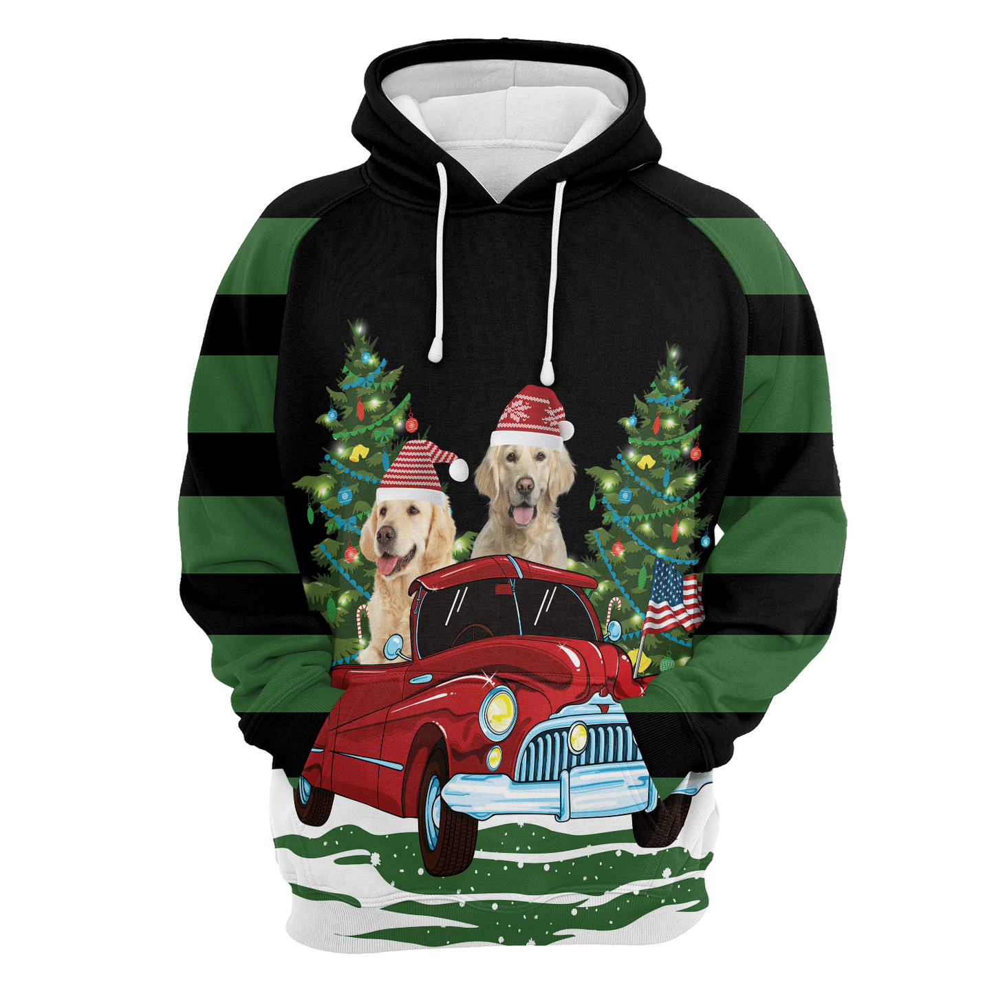 Golden Retriever Red Truck Christmas Pullover Premium Hoodie, Perfect Outfit For Men And Women On Christmas New Year Autumn Winter