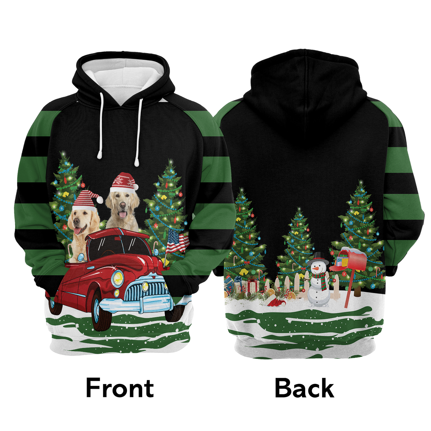 Golden Retriever Red Truck Christmas Pullover Premium Hoodie, Perfect Outfit For Men And Women On Christmas New Year Autumn Winter