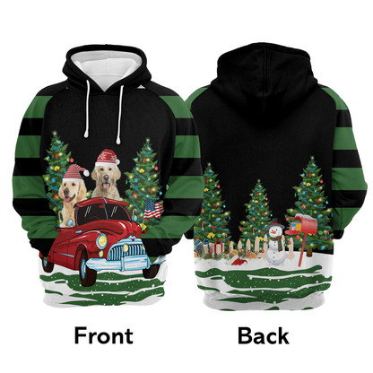 Golden Retriever Red Truck Christmas Pullover Premium Hoodie, Perfect Outfit For Men And Women On Christmas New Year Autumn Winter