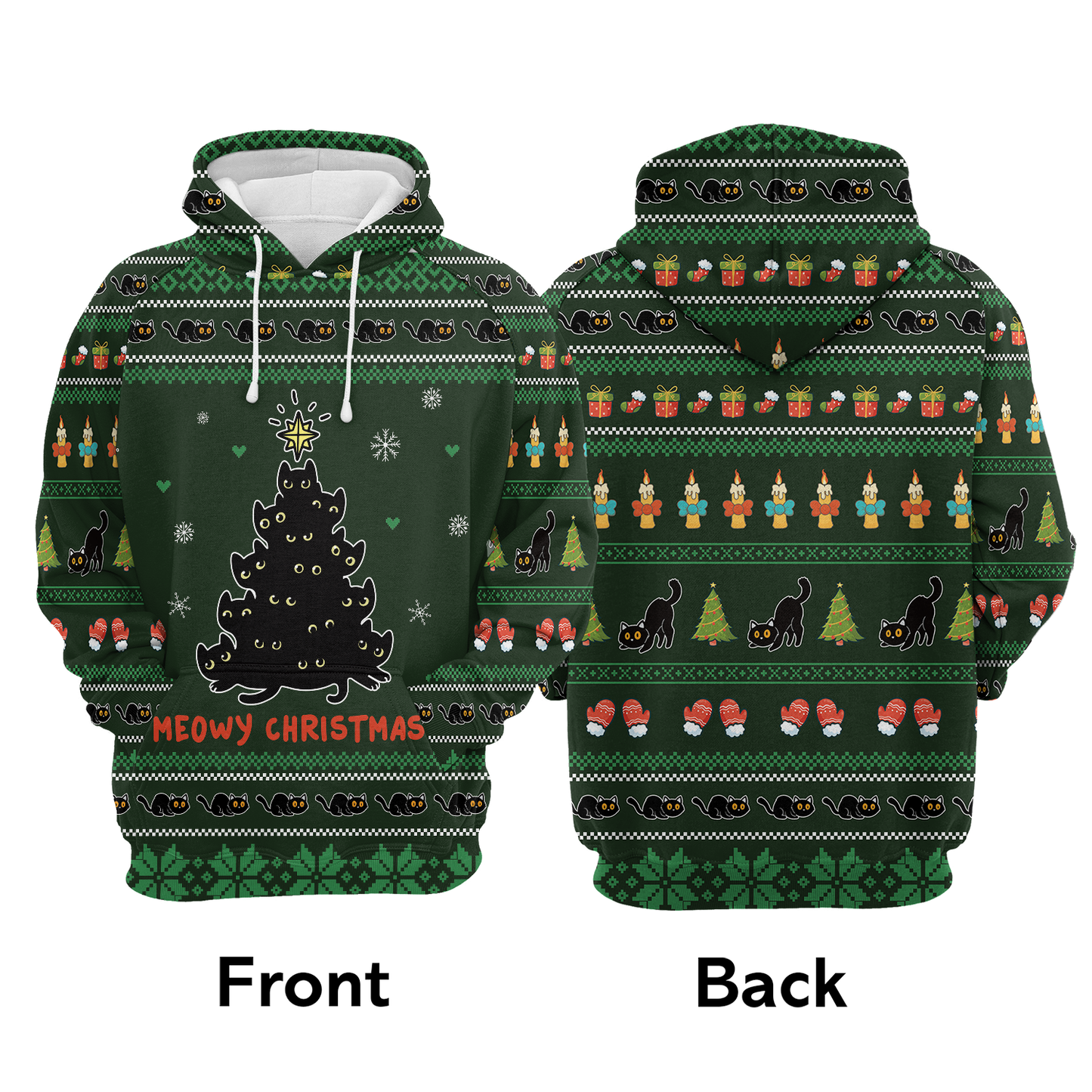 Meowy Christmas Black Cat Pullover Premium Hoodie, Perfect Outfit For Men And Women On Christmas New Year Autumn Winter