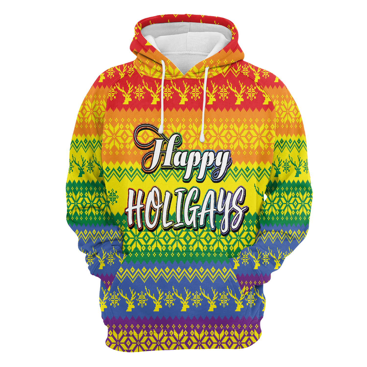 LGBT Pride Happy Holigays Pullover Premium Hoodie, Perfect Outfit For Men And Women On Christmas New Year Autumn Winter