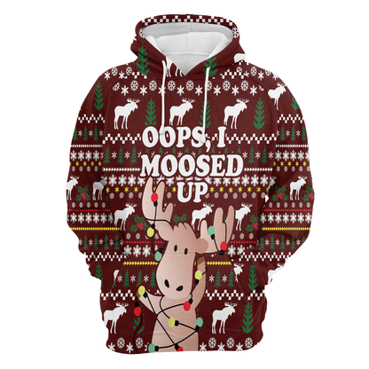 Christmas Moose Pullover Premium Hoodie Oops, I Moosed Up, Perfect Outfit For Men And Women On Christmas New Year Autumn Winter