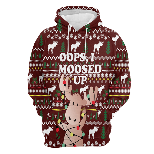 Christmas Moose Pullover Premium Hoodie Oops, I Moosed Up, Perfect Outfit For Men And Women On Christmas New Year Autumn Winter