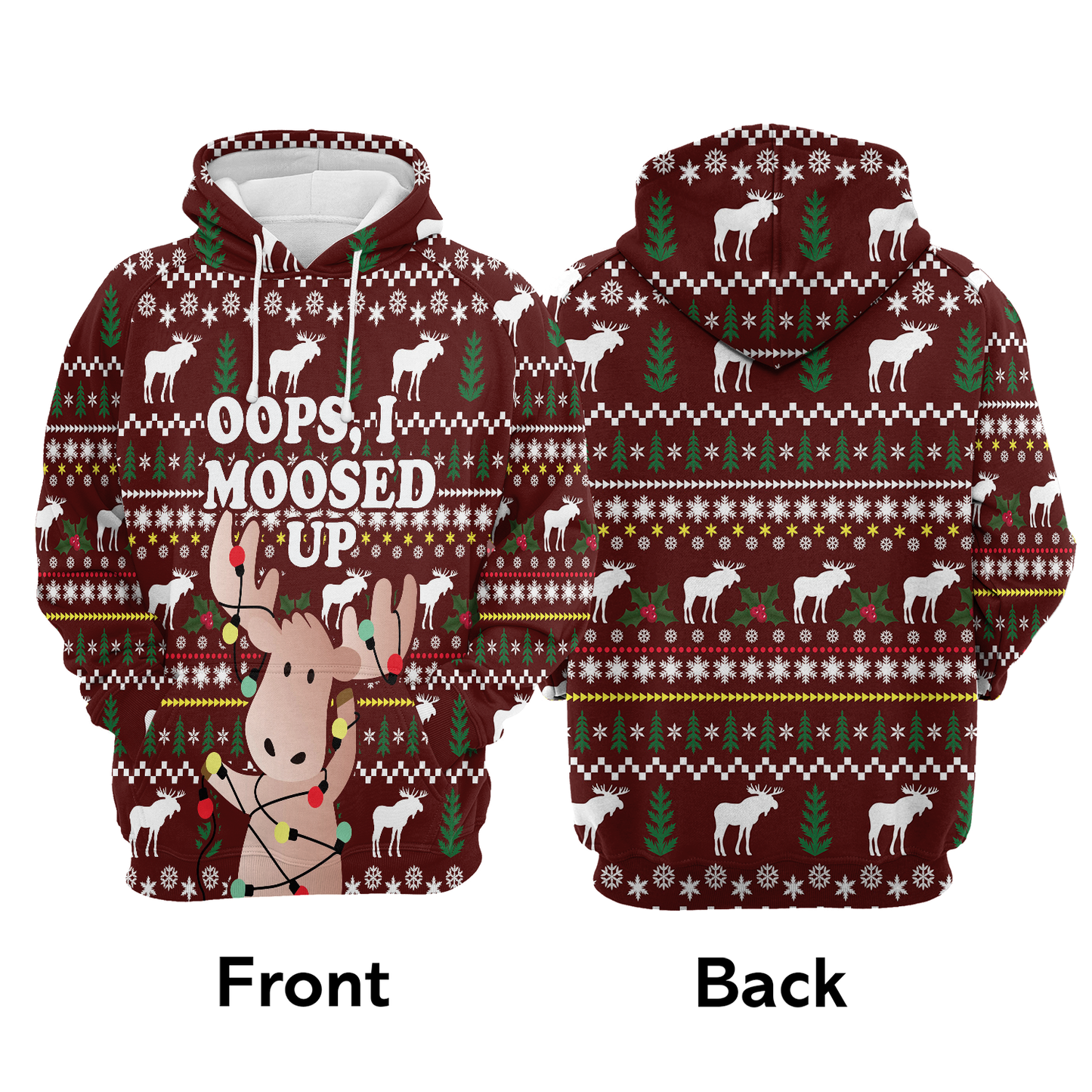 Christmas Moose Pullover Premium Hoodie Oops, I Moosed Up, Perfect Outfit For Men And Women On Christmas New Year Autumn Winter