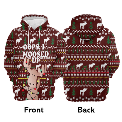 Christmas Moose Pullover Premium Hoodie Oops, I Moosed Up, Perfect Outfit For Men And Women On Christmas New Year Autumn Winter