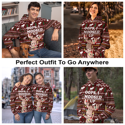 Christmas Moose Pullover Premium Hoodie Oops, I Moosed Up, Perfect Outfit For Men And Women On Christmas New Year Autumn Winter