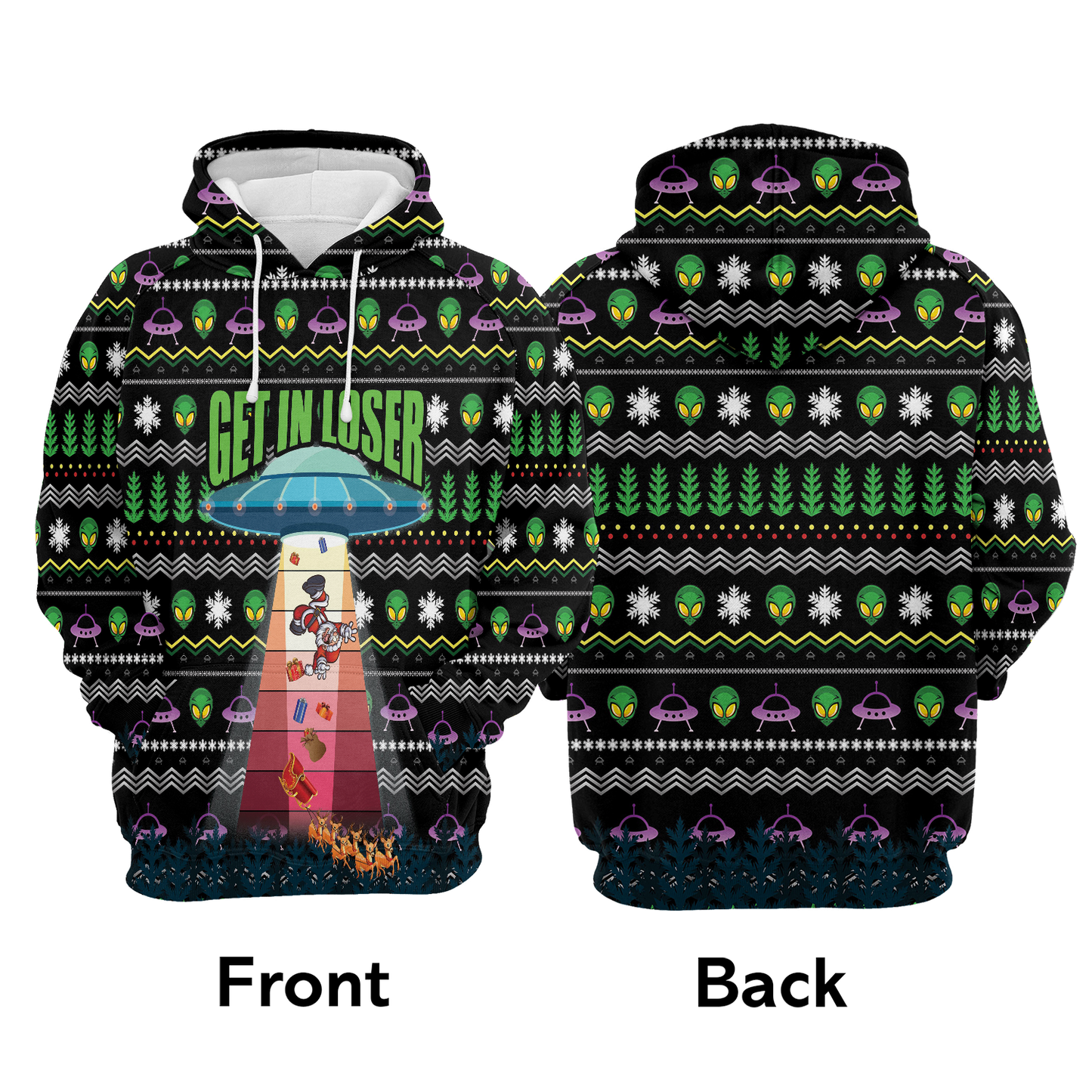Alien Christmas Pullover Premium Hoodie, Get In Loser, Perfect Outfit For Men And Women On Christmas New Year Autumn Winter