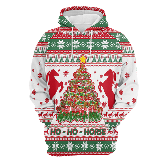 Horse Christmas Tree Pullover Premium Hoodie Ho Ho Horse, Perfect Outfit For Men And Women On Christmas New Year Autumn Winter