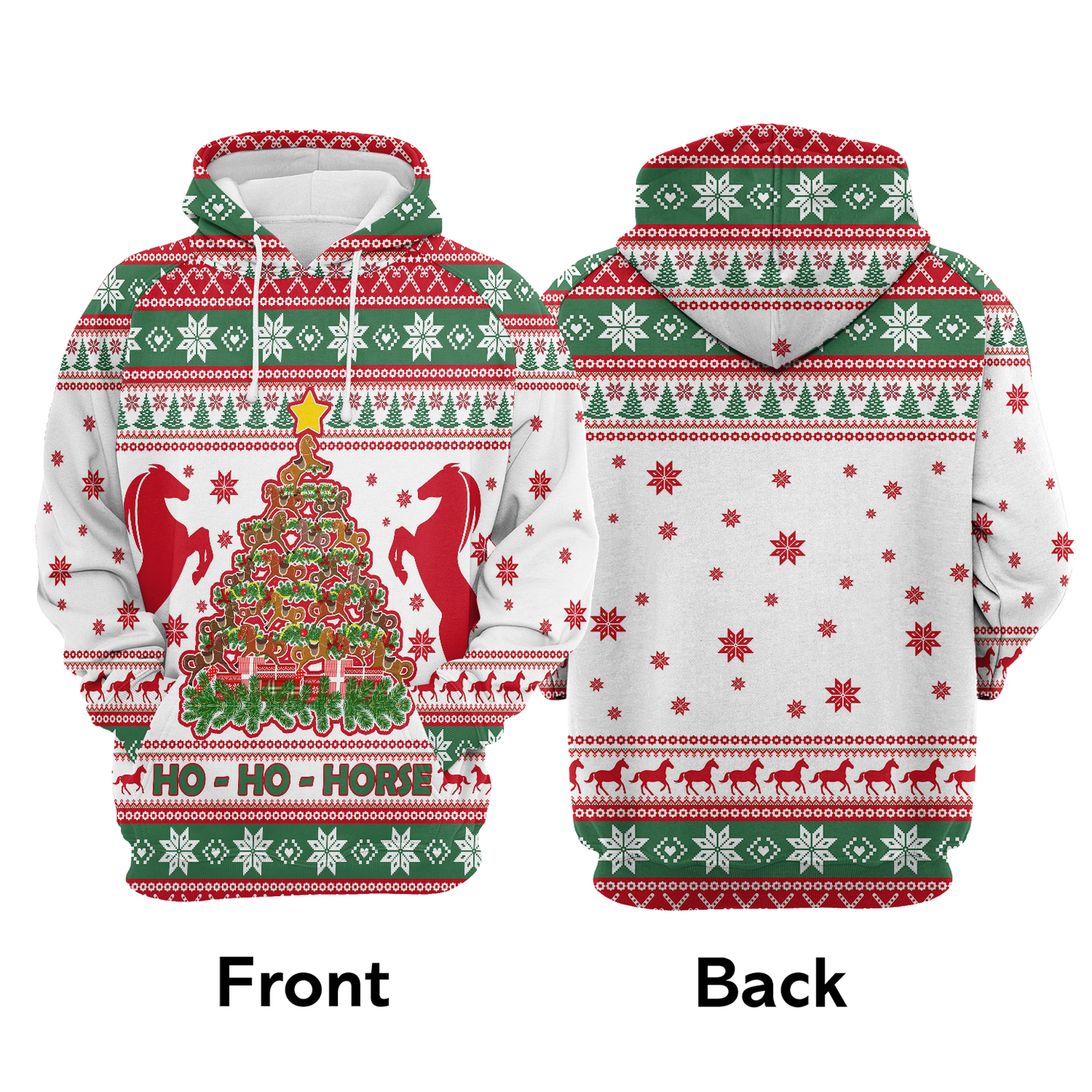 Horse Christmas Tree Pullover Premium Hoodie Ho Ho Horse, Perfect Outfit For Men And Women On Christmas New Year Autumn Winter