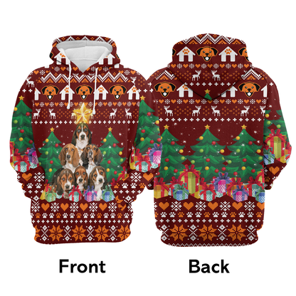 Basset Hound Pine Tree Pullover Premium Hoodie, Perfect Outfit For Men And Women On Christmas New Year Autumn Winter