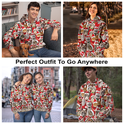 Lovely Cats & Christmas hat Pullover Premium Hoodie, Perfect Outfit For Men And Women On Christmas New Year Autumn Winter