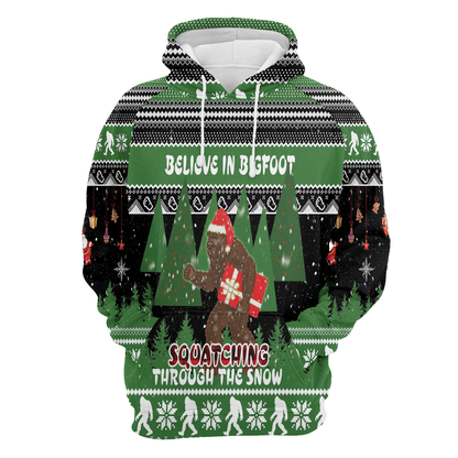 Bigfoot Santa Hat Pullover Premium Hoodie Beleive In Bigfoot, Perfect Outfit For Men And Women On Christmas New Year Autumn Winter