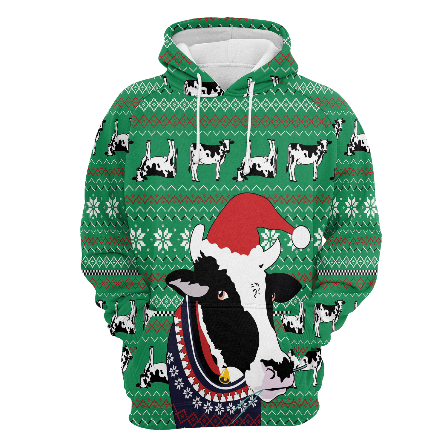 Funny cow Santa Hat Pullover Premium Hoodie, Perfect Outfit For Men And Women On Christmas New Year Autumn Winter