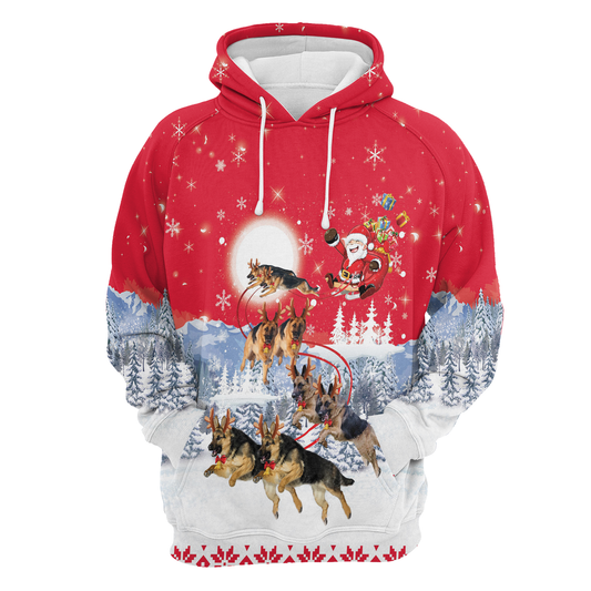 German Shepherd Santa Claus Christmas Pullover Premium Hoodie, Perfect Outfit For Men And Women On Christmas New Year Autumn Winter