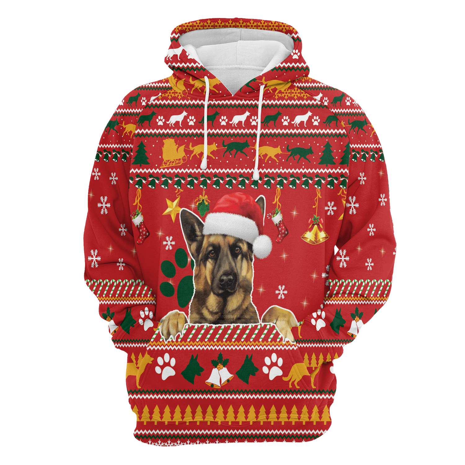 German Shepherd Pullover Premium Hoodie Waiting For Christmas, Perfect Outfit For Men And Women On Christmas New Year Autumn Winter