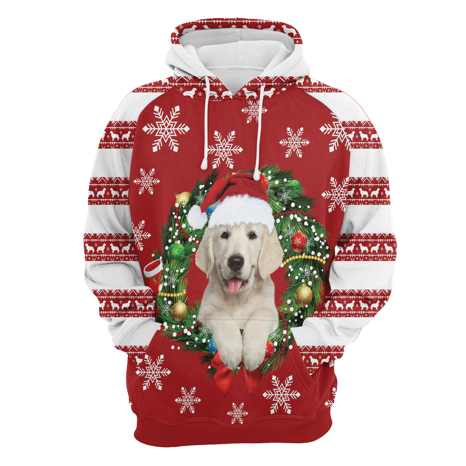 Golden Retriever Wearing Santa Hat Pullover Premium Hoodie, Perfect Outfit For Men And Women On Christmas New Year Autumn Winter