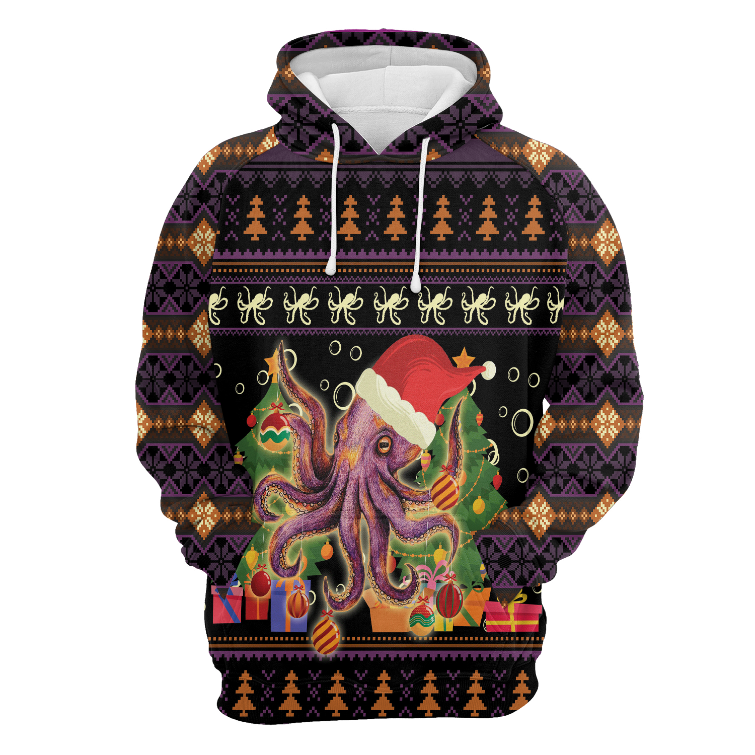 Octopus Ornaments Christmas Pullover Premium Hoodie, Perfect Outfit For Men And Women On Christmas New Year Autumn Winter