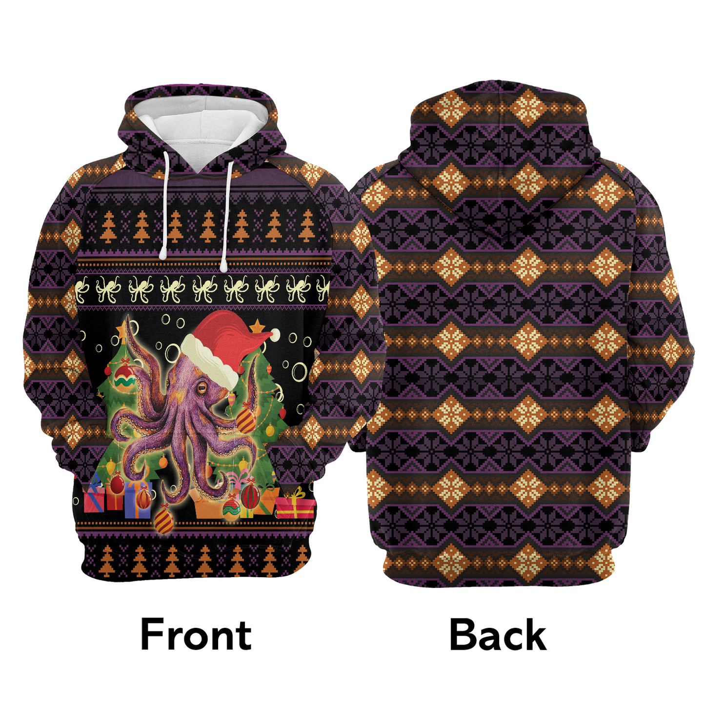 Octopus Ornaments Christmas Pullover Premium Hoodie, Perfect Outfit For Men And Women On Christmas New Year Autumn Winter