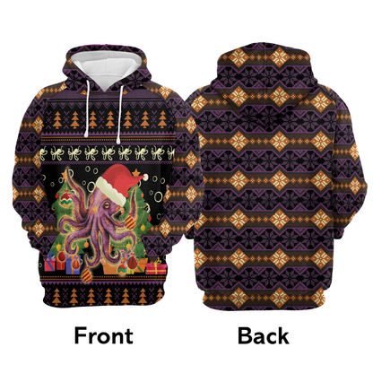 Octopus Ornaments Christmas Pullover Premium Hoodie, Perfect Outfit For Men And Women On Christmas New Year Autumn Winter