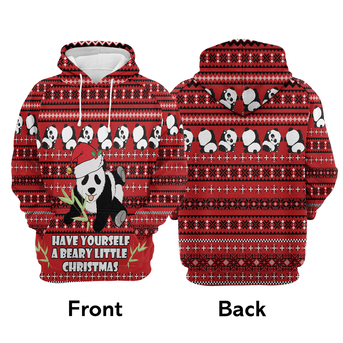 Panda Christmas Pattern Pullover Premium Hoodie, Perfect Outfit For Men And Women On Christmas New Year Autumn Winter