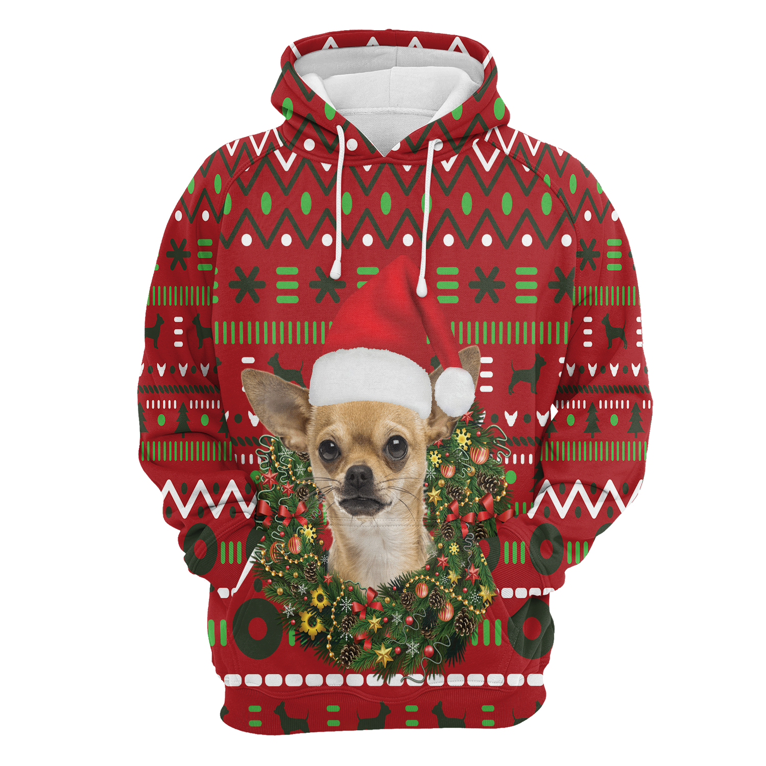 Chihuahua Christmas Pattern Pullover Premium Hoodie, Perfect Outfit For Men And Women On Christmas New Year Autumn Winter