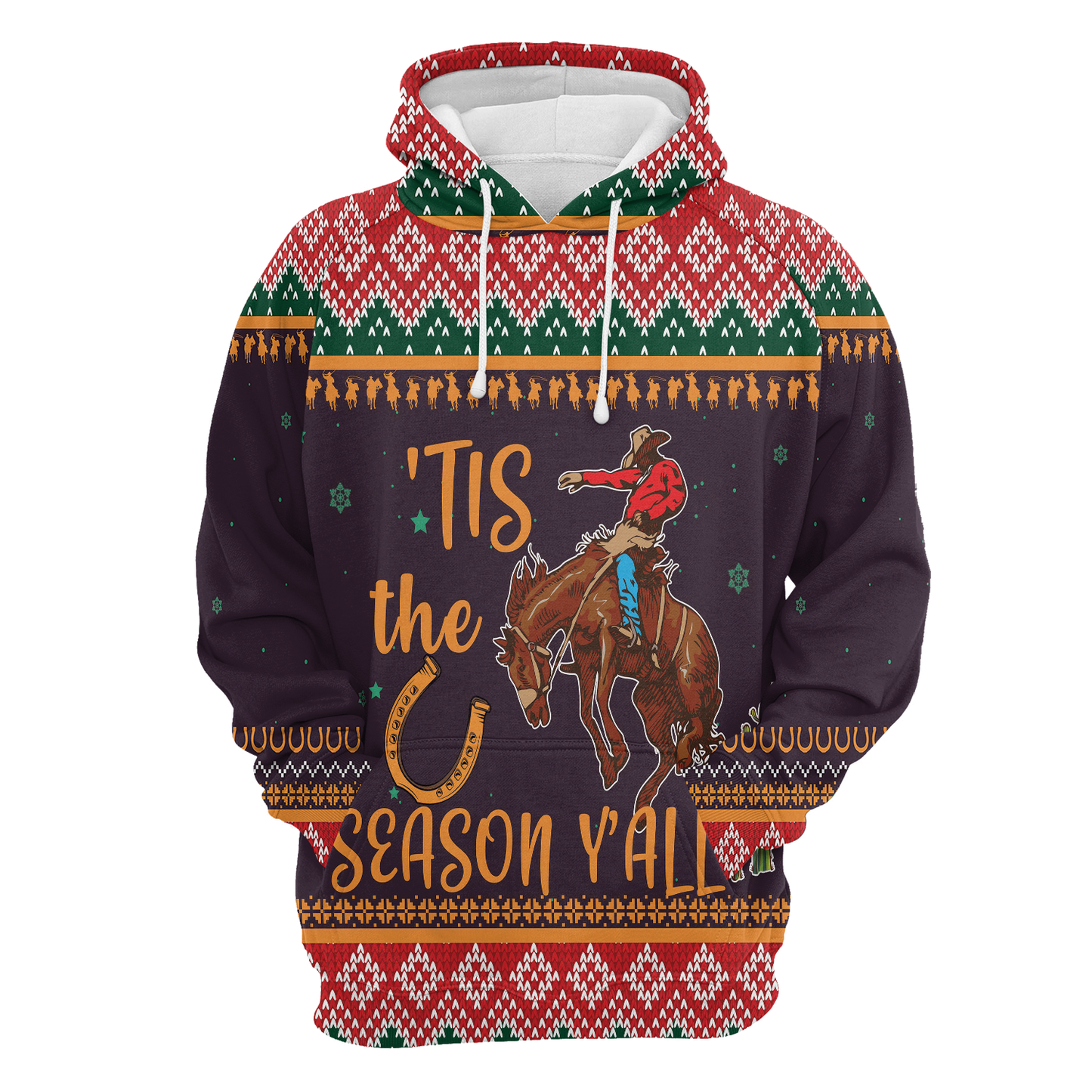 Cowboy Pullover Premium Hoodie Tis the Season Y'all, Perfect Outfit For Men And Women On Christmas New Year Autumn Winter