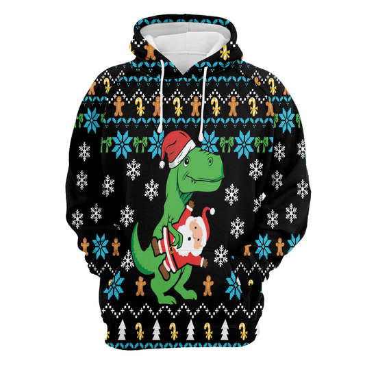 Dinosaur Santa Claus Pullover Premium Hoodie, Perfect Outfit For Men And Women On Christmas New Year Autumn Winter