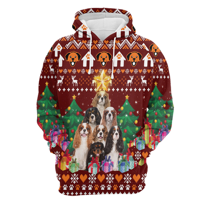 Cavalier King Charles Spaniel Christmas Tree Pullover Premium Hoodie, Perfect Outfit For Men And Women On Christmas New Year Autumn Winter