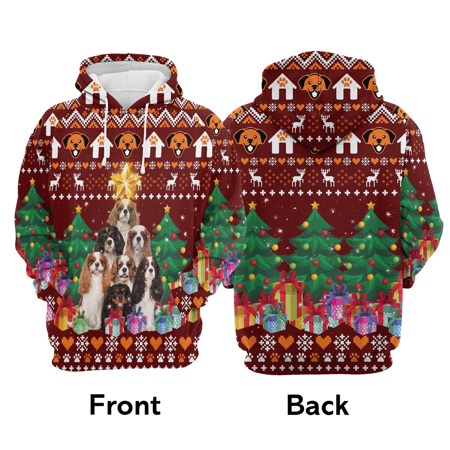 Cavalier King Charles Spaniel Christmas Tree Pullover Premium Hoodie, Perfect Outfit For Men And Women On Christmas New Year Autumn Winter
