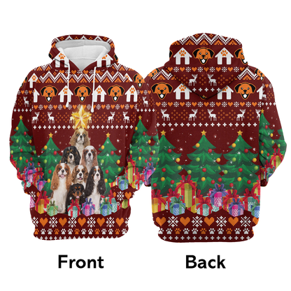 Cavalier King Charles Spaniel Christmas Tree Pullover Premium Hoodie, Perfect Outfit For Men And Women On Christmas New Year Autumn Winter