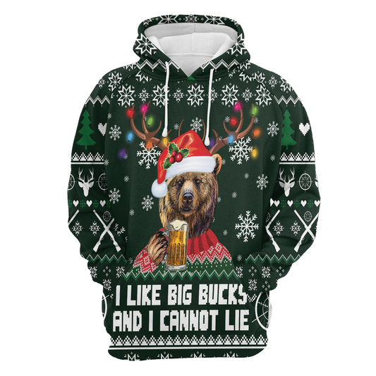 Bear and Beer Pullover Premium Hoodie I Like Big Bucks, Perfect Outfit For Men And Women On Christmas New Year Autumn Winter