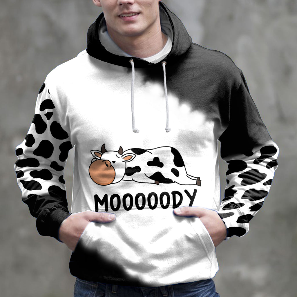 Cow Mooody Pullover Premium Hoodie Black & White, Perfect Outfit For Men And Women On Christmas New Year Autumn Winter
