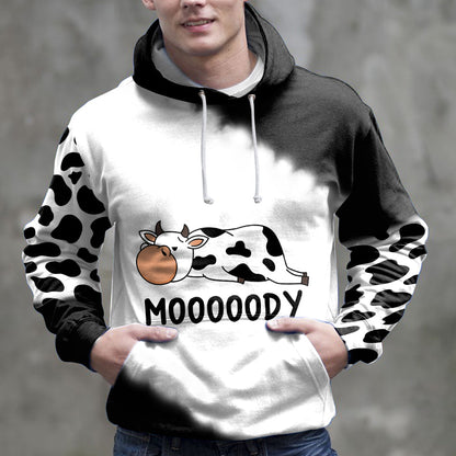 Cow Mooody Pullover Premium Hoodie Black & White, Perfect Outfit For Men And Women On Christmas New Year Autumn Winter