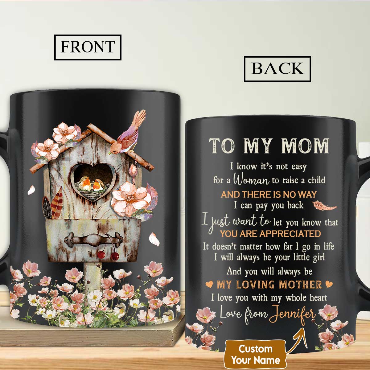 Gift For Mom Personalized Mug - Daughter to mom, Birdhouse, flower painting Mug - Custom Gift For Mother's Day, Presents for Mom