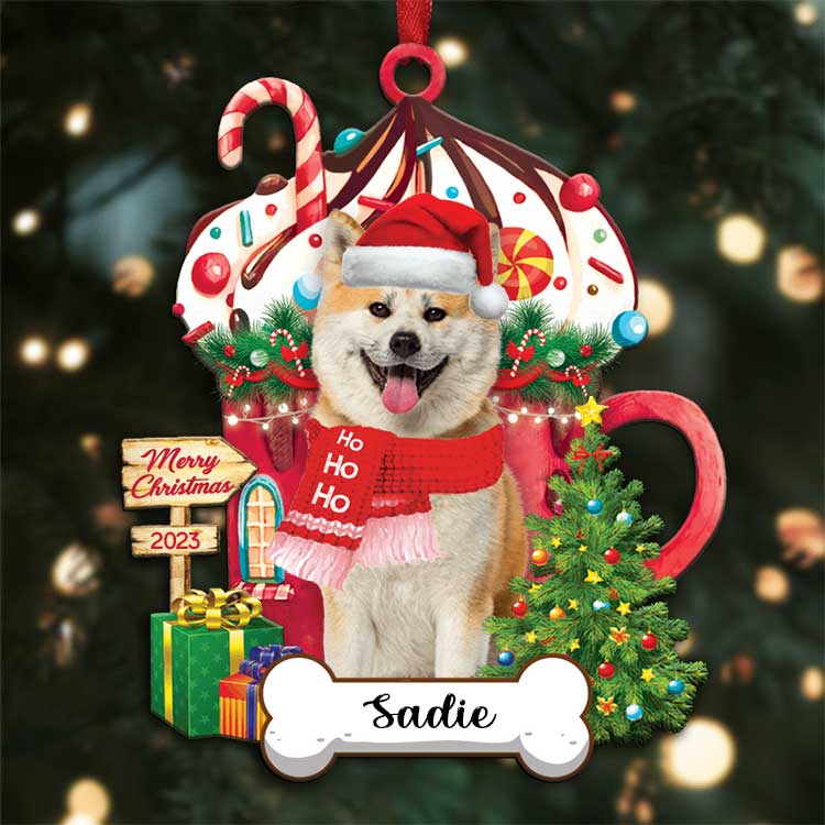 Akita Dog Merry Christmas 2023 Ornament Custom Name, Custom Shape Ornament for Christmas, Ornament for Dog Lover