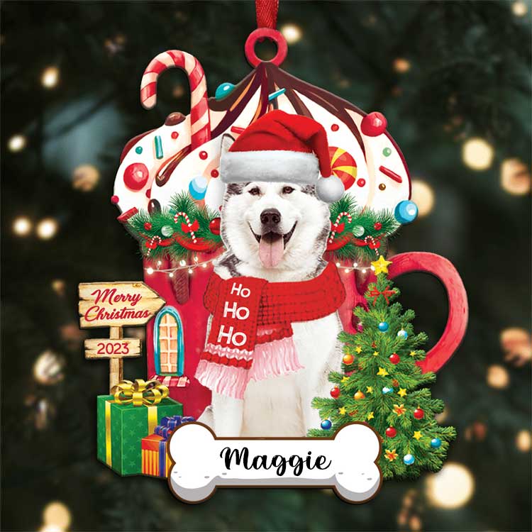 Alaskan Malamute 1 Dog Merry Christmas 2023 Ornament Custom Name, Custom Shape Ornament for Christmas, Dog Lovers, Dog Mom