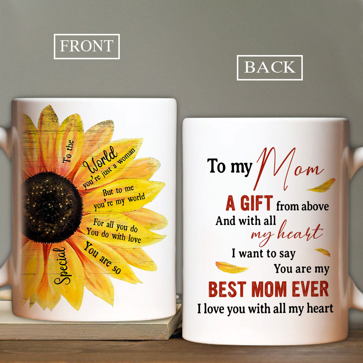 Gift For Mom Mug - Daughter to mom, Big sunflower Mug - Gift For Mom From Daughter Son, Mothers Day, Anniversary, Presents for Mom - Best mom ever Mug