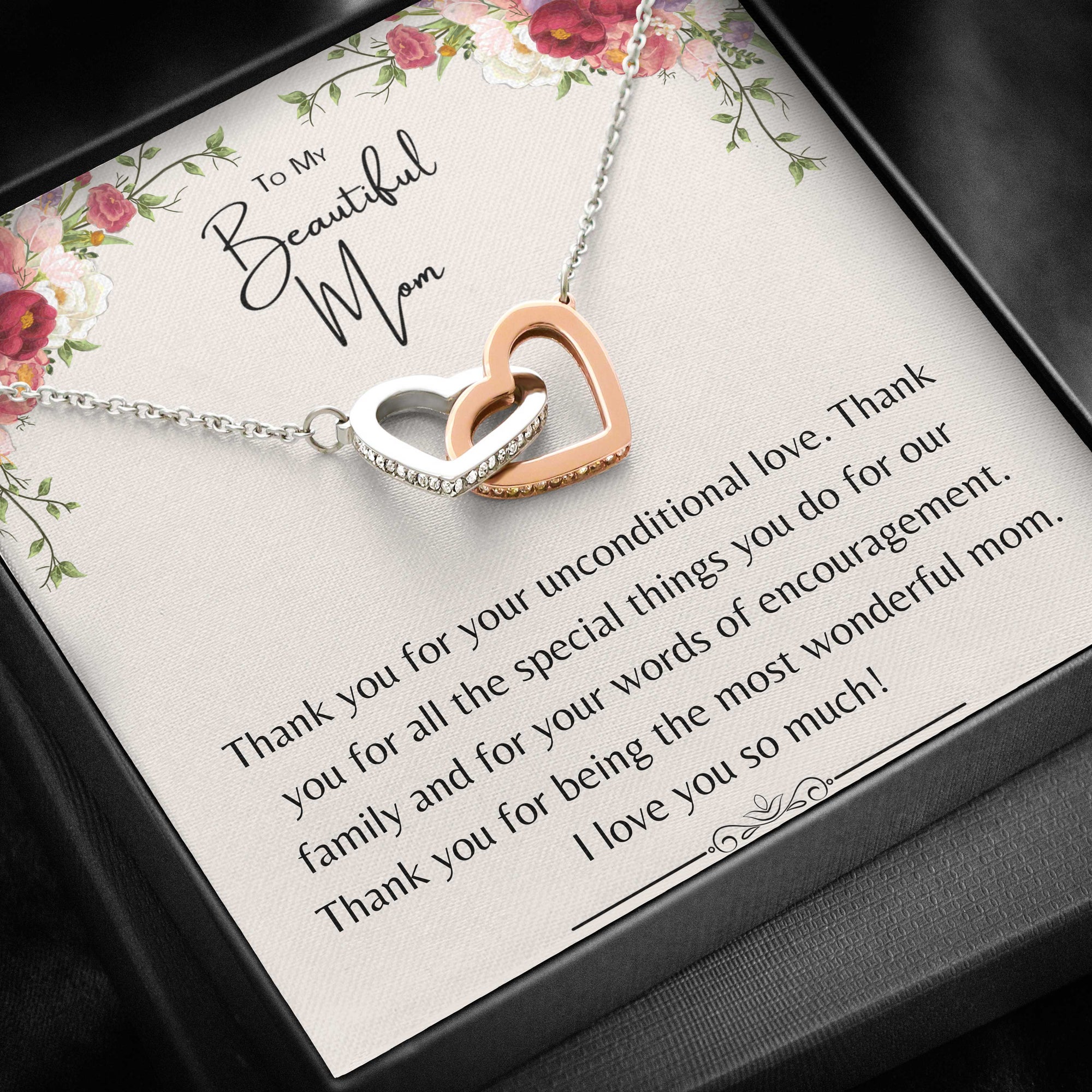 Necklace Gift For Mom On Birthday, Mother's Day Gifts for Mom, Necklace From Daughter, Son, I Love You So Much